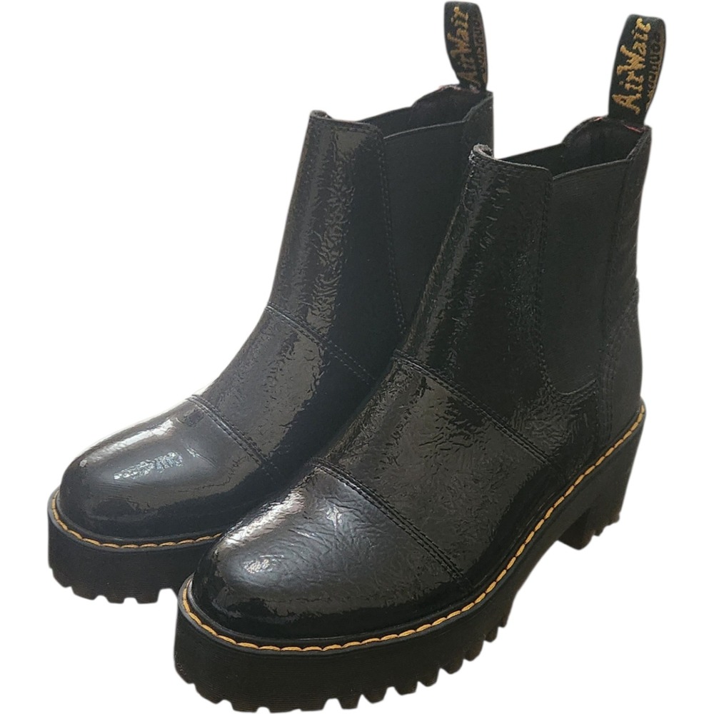 Dr.‎ Martens Rozalie Black Patent Leather Platform Chelsea Boots US 8 Womens